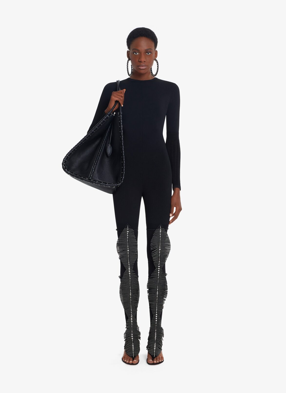 LACE KNIT JUMPSUIT ALAÏA BLACK LACE KNIT JUMPSUIT